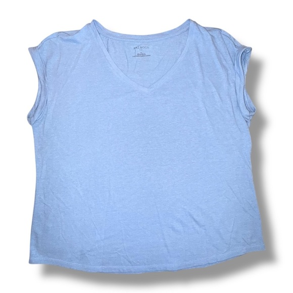 TALBOTS DROP SHOULDER V-NECK TEE - 1X Tranquil Blue - Picture 9 of 13